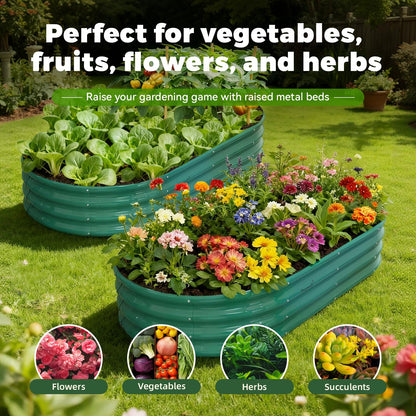 8x3x1.5ft Galvanized Raised Garden Bed, 18" Tall Metal Raised Beds for Gardening, Large Planters Boxes for Outdoor Plants Vegetables, Flowers, Herbs & Tomatoes, Above Ground Garden Beds Kit, Green