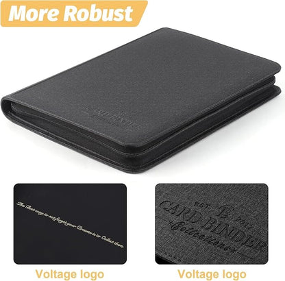 9 Pocket Card Binder, Premium Zip Trading Card Binder, 540 Double Sided Pocket PU Collection Binder, Collector Album, Card Folder for MTG, TCG, Sports Cards (Black)