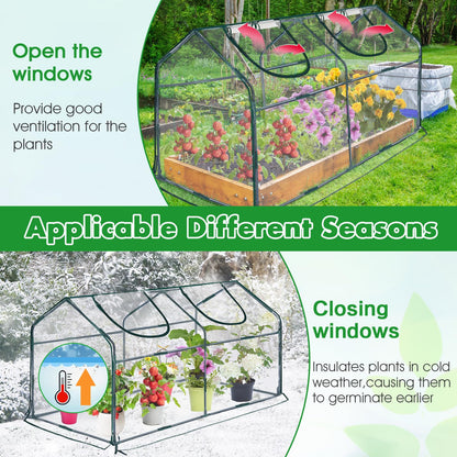 KBOROVER Mini Greenhouse for Outdoor,Portable Small Tunnel Greenhouses for Outdoors with Roll up Zipper Door for Gardening Plant,UV Waterproof Cover with 8 Ground Stakes (Clear, 71" x 36" x 36")