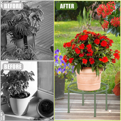 lokeisna Set of 8 Plastic Planter & Metal Plant Stands for Home Indoor and Outdoor