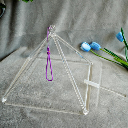 Siceeoly 12 inch Pyramid Quartz Crystal Singing Pyramid Handmade TransparentHealing Musical Instrument For Sound Healing Meditation With Crystal Singing Bowl Striker