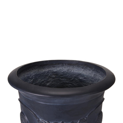 Christopher Knight Home Rewol Round Concrete Planter Set of 2, 2 Pack Garden Flower Pot with Drainage Hole, Patio Urn Planter for Outdoor Plants, Outdoor Planter Box, No Assembly, Antique Black
