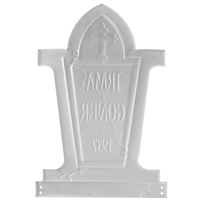 3-D Metal Halloween Ghost XL 17" Tombstone w Stakes -IRMA GONER- Durable, Rustproof, UV Raised Printing- Upgrade Your Haunted House Mansion Cemetary Lawn Decor- No More Flimsy Foam Graveyards