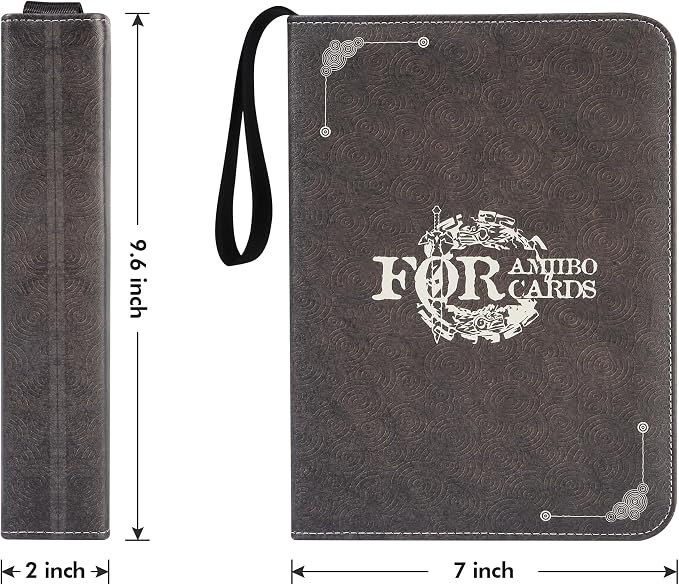 iofeiwak Mini Amiibo Card Display Album, Brown, 0.82x1.22 inch, Faux Leather, Waterproof, 20 Sleeves Included
