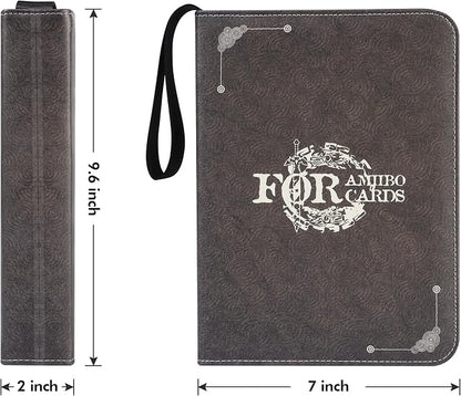 iofeiwak Mini Amiibo Card Display Album, Brown, 0.82x1.22 inch, Faux Leather, Waterproof, 20 Sleeves Included