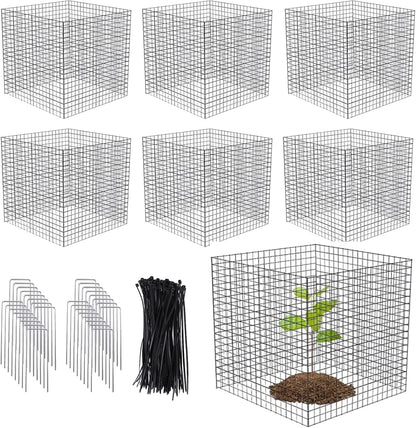6 Pack Small Wire Plant Protectors, 24 Pieces Square Plant Protectors from Animals Mesh Plant Cage Chicken Wire Cover for Protect Plants, Garden,Shrubs and Vegetables from Animals(12x12 in)