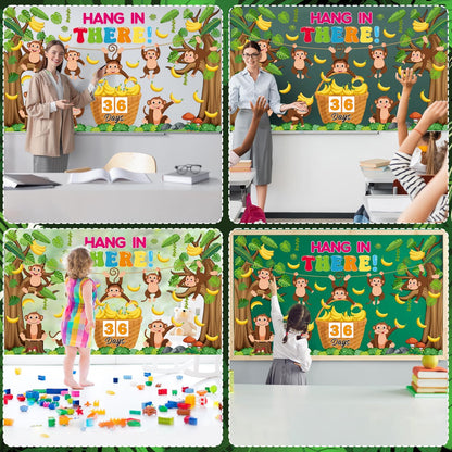 gisgfim End of The Year Bulletin Board Set Countdown to Summer Classroom Decorations Summer Bulletin Board Kit Safari Jungle Monkey Paper Cutouts for School Classroom Home Office Wall Decor Supply