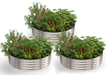 Utopia Home Galvanized Raised Garden Bed Kit 2x2x1 Ft, Planter Box Round Raised Garden Beds Outdoor, Easy Assembly Metal Raised Bed for Gardening Vegetables, Fruits, Flowers, Pack of 1, Silver