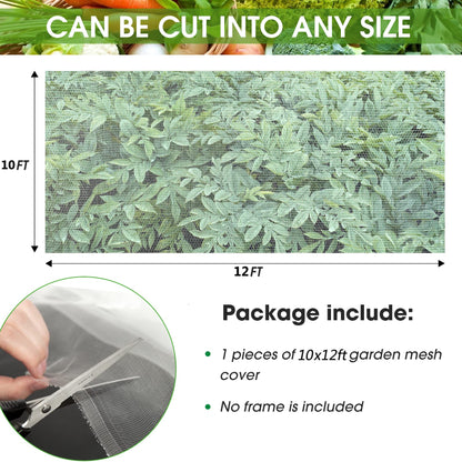 Unves 10x12ft Garden Netting, Bird Mesh Mosquito Netting, Row Covers Bird Net Barrier Screen Protect Fruits Crops, White Plant Cover Garden Mesh for Raised Beds Covers from Bugs Insect