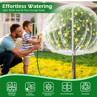 6'x6' Fruit Tree Netting Cover with Zipper and Drawstring, Ultra-Fine Mesh Garden Plant Insect Pest Net Barrier Protection Covers to Prevent Squirrel Bird Deer Cicadas Bag for Blueberry Tomato-1Pcs