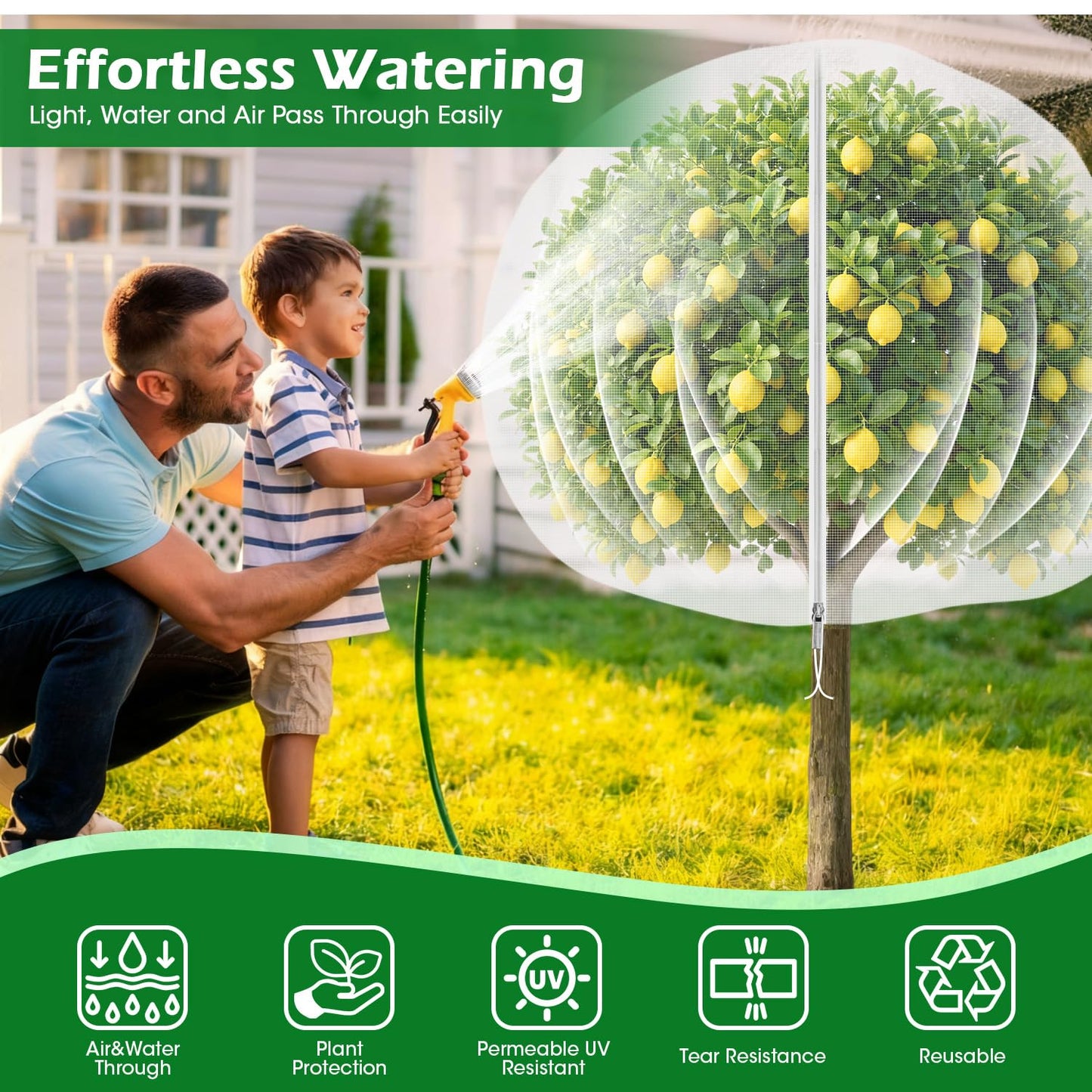 10'x10' Fruit Tree Netting Cover with Zipper and Drawstring, Ultra-Fine Mesh Garden Plant Insect Pest Net Barrier Protection Covers to Prevent Squirrel Bird Deer Cicadas Bag for Blueberry Tomato-2pcs