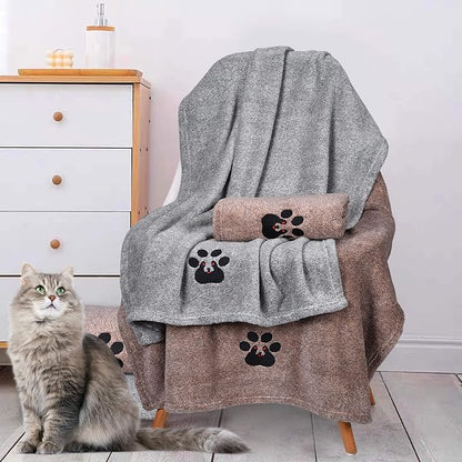 Dogvingpk Medium Dog Towel 1 Pack, Super Absorbent Soft Quick Drying Microfiber Pet Bath Towels for Medium & Small Dogs (M-36" * 28", Grey)