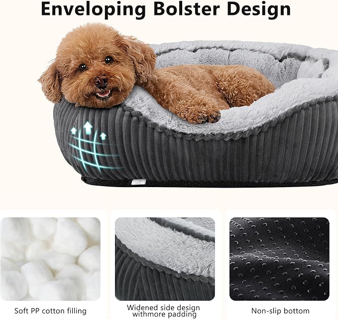 Washable Dog Beds for Medium Dogs, Rectangle Medium Large Sized Dog Bed, Soft Breathable Big Dog Pet Bed, Durable Calming Orthopedic Pet Bed with Anti-Slip Bottom, L(30"x24"x9")