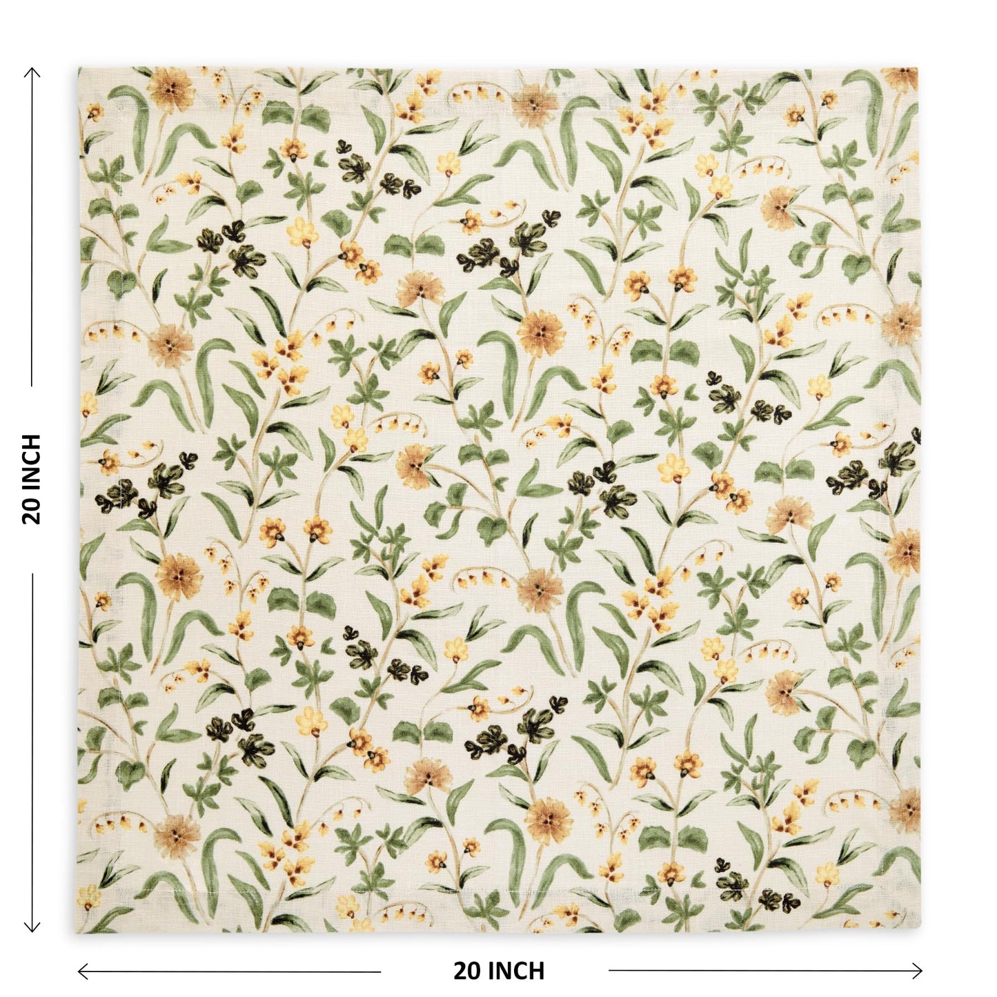 Solino Home 100% Pure Linen Cloth Napkins Set of 4 - Multicolor Floral Print Dinner Napkins 20 x 20 Inch - Handcrafted and Machine Washable - Fall Botanical Print