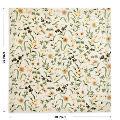 Solino Home 100% Pure Linen Cloth Napkins Set of 4 - Multicolor Floral Print Dinner Napkins 20 x 20 Inch - Handcrafted and Machine Washable - Fall Botanical Print