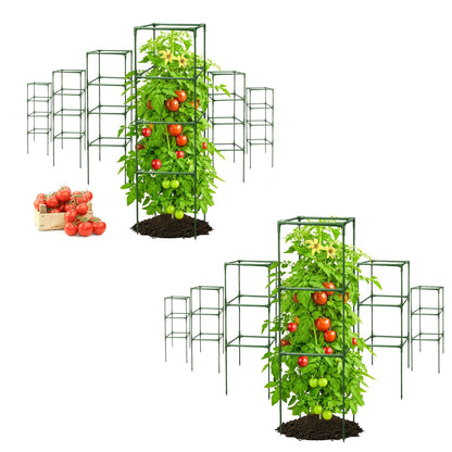 Tomato Cage Square - Large Trellis Stakes and Plant Support Structures for Vegetables and Climbing Plants - Tall Tomato Cages for Garden, Pots, Raised Garden Bed Outdoor Supplies (6 Pack - Up to 41"+