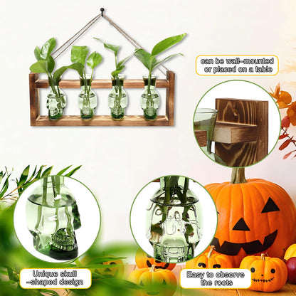 CYZglass Plant Propagation Stations Halloween Skull Plant Terrarium Kit Glass Vases Gift for Father Air Planter Home Office Decor