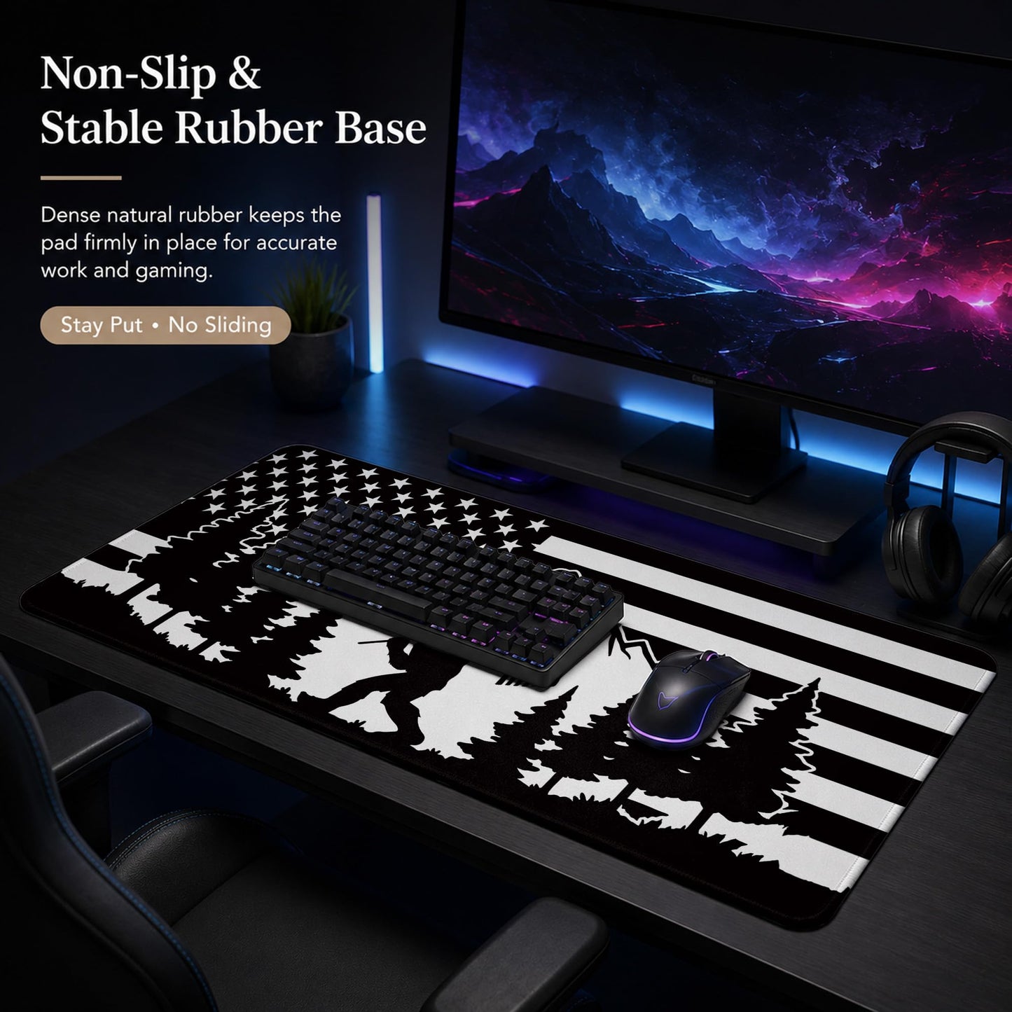 DOFQZ Bigfoot Sasquatch Camping Large Mouse Pad 31.5x15.7 Inch,M005