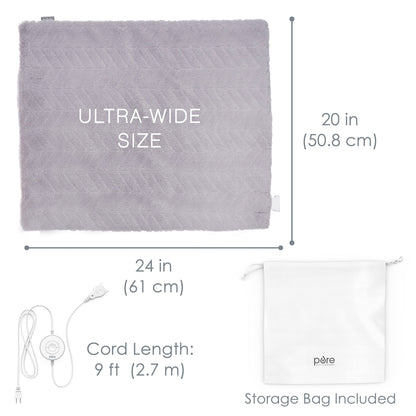 Pure Enrichment PureRadiance Luxury Heating Pad for Cramps, Back, Neck, & Shoulder Pain Relief, Patented Design, Soft Faux Fur & Micromink, 6 Heat Settings, Machine Washable, 12”x24”(Cloud)