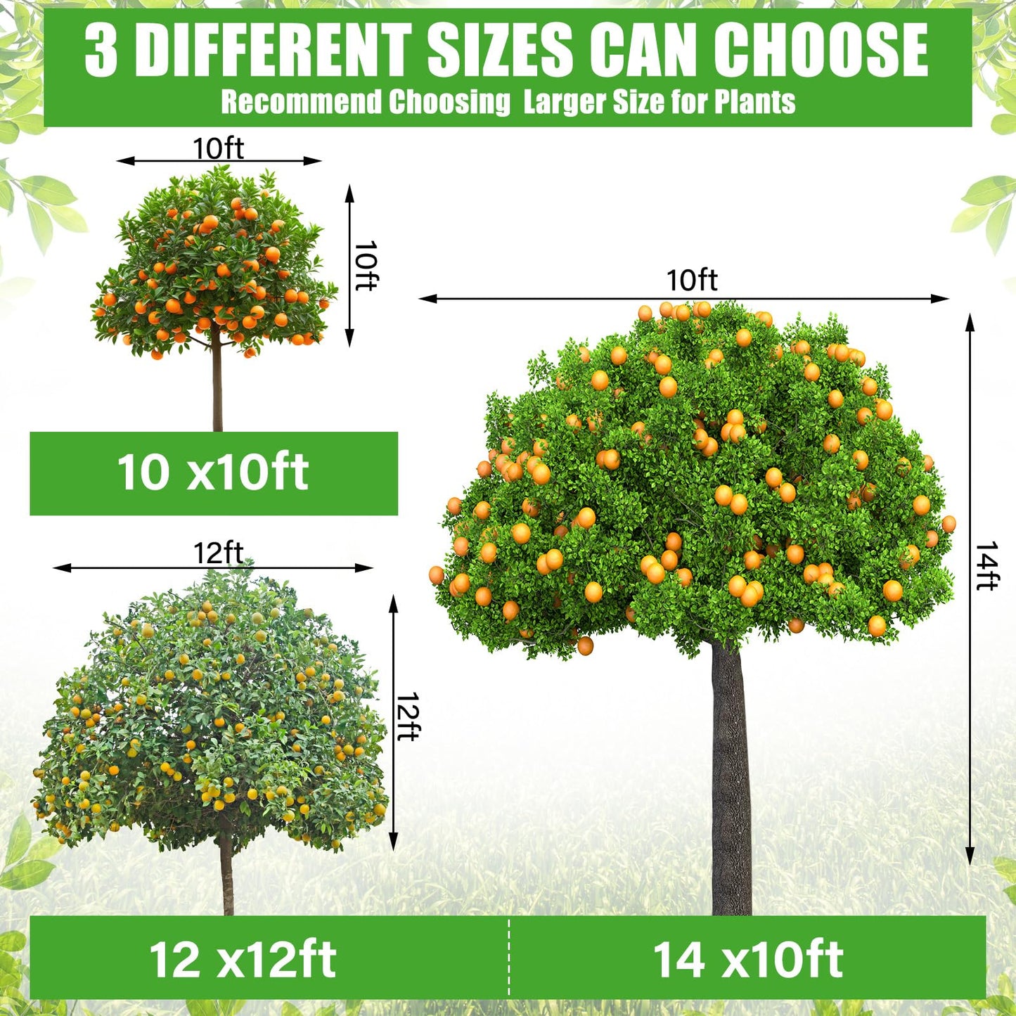 Vincreem 12 x 12 ft Large Fruit Tree Netting for Protecting Fruit from Squirrels Birds Bug Deer & Rat Garden Mesh Netting with Zipper and Drawstring Heavy Duty Tree Covers for Garden Bushes