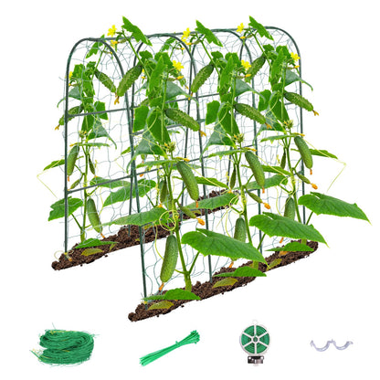 Cucumber Trellis for Raised Bed,U-Shape Garden Trellis for Climbing Plants Outdoor, Metal Arch Trellis for Vegetables, Plant Support for Vine,Tomato, Pea (Green, 49.6" L×30" W×47.2" H)