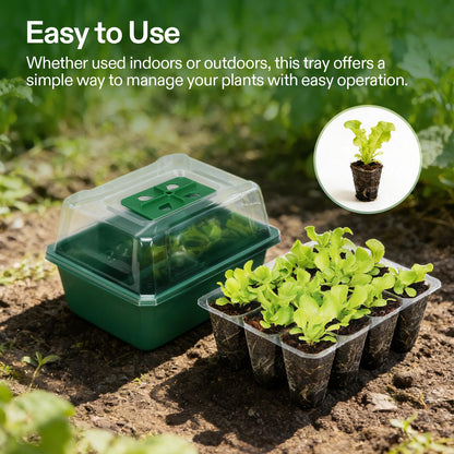 VIVOSUN 24-Pack Seed Starter Trays, 144-Cell Seed Starter Kit with Humidity Dome, Flat Reusable Plant Germination Trays with Drain Hole, Green Propagation Tray for Planting Seeds