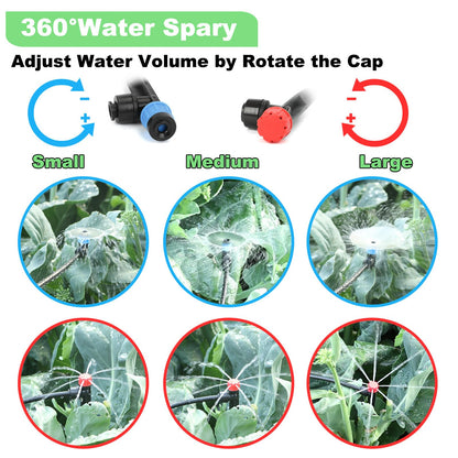 Drip Irrigation Kit – 2026 New Quick-Connect Micro Irrigation System with 46FT 1/2'' Tubing, Locking Nozzle Emitters, Adjustable Misting Sprayers for Gardens, Lawns, Raised Beds and Greenhouses