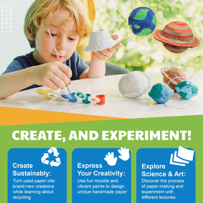 4M Green Science - Paper Making Kit - Recycle and Create Your Own - Paper Making Screen - Green DIY Craft Stem Toys Kit for Kids - Includes Molds, Paints, and Glow-in-the-Dark Features