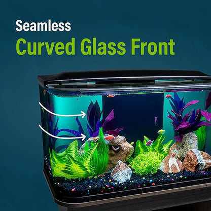 GloFish Glass Aquarium Kit, 20 Gallons, Includes Premium Blue, LED Light Stick & Integrated Filtration, Perfect for Beginners or Seasoned Hobbyists, Seamless, Curved Design