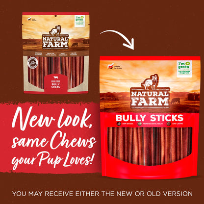 Natural Farm Odor Free Bully Sticks (2-3 Inch, 1 Pound) for Small & Medium Dogs - 100% Beef Chews for Pups, Non-GMO, Grain-Free, Fully Digestible Long Lasting Dog Treats