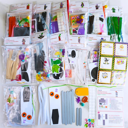 Winlyn 24 Sets Halloween Crafts Kits Fall Crafts DIY Craft Stick Halloween Ornaments Decorations Art Set Jack-O’-Lantern Ghost Foam Stickers Arts and Crafts for Kids Classroom Activities Party Favors
