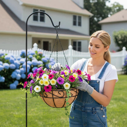 KIDYBELL Metal Hanging Planters Basket Set of 2 Outdoor with Coco Fiber Liners Chain Hanging Basket Suitable for Vegetables Flower Heavy Duty Round Plant Holder Garden Balcony Patio Deck Porch Decor