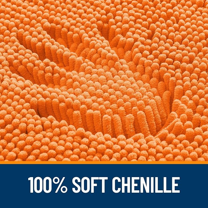 OLANLY Large Bathroom Rugs 50x30, Extra Soft Absorbent Chenille Bath Rugs, Rubber Backing Quick Dry, Machine Washable Bath Mats for Bathroom Floor, Tub and Shower, Home Decor Accessories, Orange