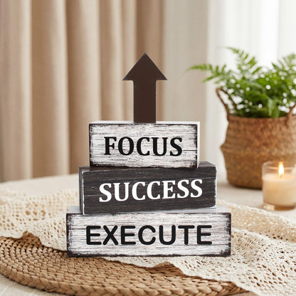4 Pcs Inspirational Farmhouse Wooden Tiered Tray Decor, Motivational Retro Rustic Table Centerpiece Decorations Gifts for Office Home Kitchen Mantel Shelf