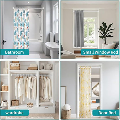 YNL Tension Shower Curtain Rod 34-66 Inch, Adjustable Spring Tension Curtain Rod No Drilling, Non-Slip, Never Rust, Stainless Steel, for Small Window Laundry Door Entryway,White