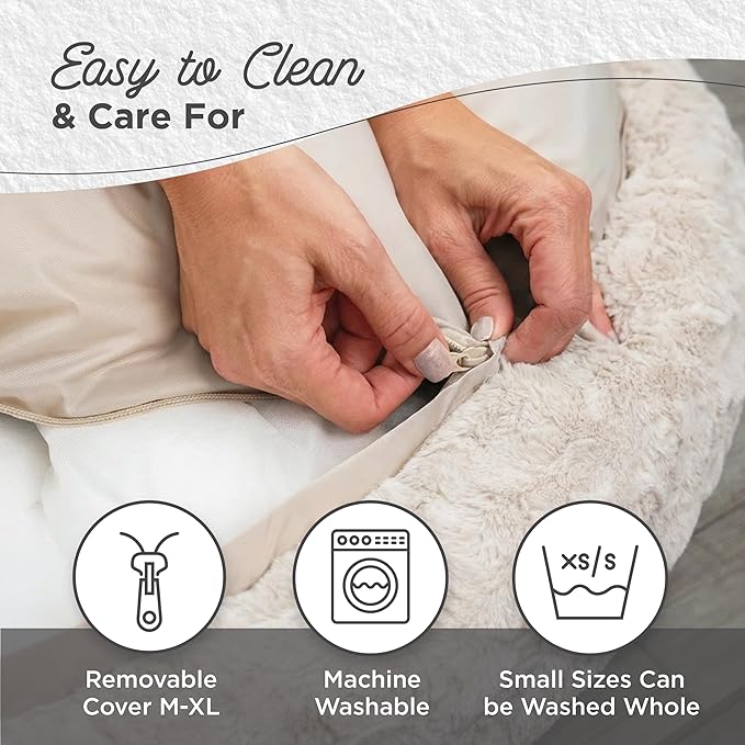 Best Friends by Sheri The Original Calming Donut Dog Bed for Medium Dogs up to 45 lbs, Lux Faux Fur, Mink Dark Gray, 30" x 30"