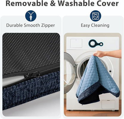 JOEJOY Orthopedic Medium Dog Bed, Washable Dog Crate Bed Medium Sized with Removable Cover, Egg Memory Foam Pet Beds, Blue, 29"x18"
