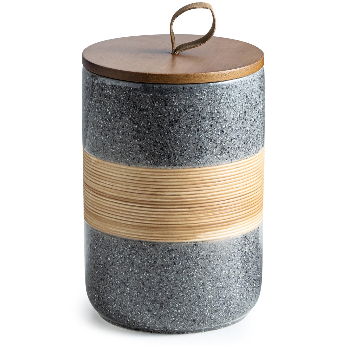 Miamolo Large Storage Containers with Lids, Ceramic Coffee Container Kitchen Food Storage Cookie Jars with Airtight Lid for Spice Sugar Tea Bag, Stackable Decorative Jars for Counter, Grey & 61 fl.oz