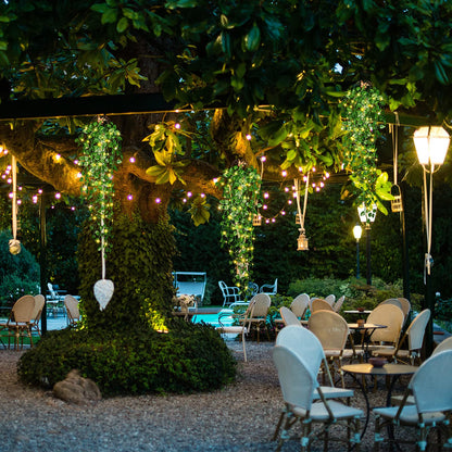 3 Packs LED Artificial Hanging Plants, 3.6 ft Fake Hanging Plant, Ivy Vine Fake Leaves Greeny Chain Wall Home Room Garden Wedding Garland Outside Decor (Basket Not Included) (Watermelon Leaves Style)