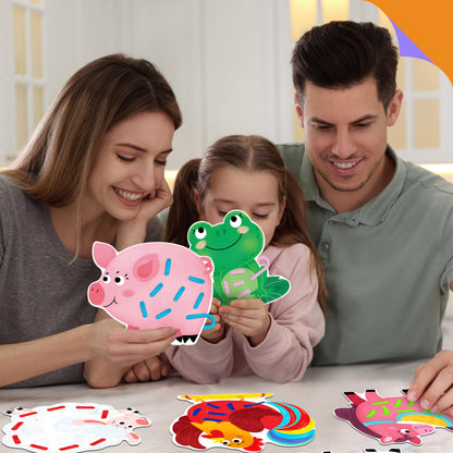 SpriteGru 9 PCS Farm Theme Lacing Cards, 9 Double Sided Sewing Cards with 9 Colorful Laces, Imagination Development Lacing Toys Educational and Learning Activity for Preschoolers, Kids