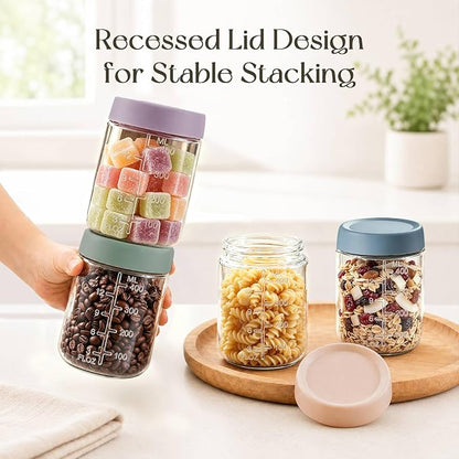KEMORELA 4-Pack 16oz Overnight Oats Containers with Lids, Wide Mouth Glass Mason Jars with Airtight Lids, Reusable Glass Food Storage Containers for Yogurt, Chia Pudding, Salad, and Pickles