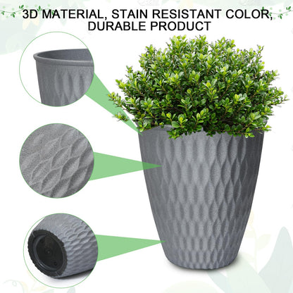WEICHENGXING 13 Inch Large Plant Pot, 2Pack Big Planter, Matte Grey Durable Lightweight Flower Pot Garden Containers for Indoor and Outdoor Plants, Porch, Patio, Backyard, Room & Office Décor