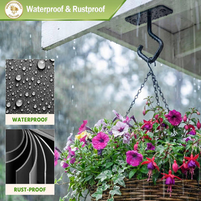 Lifyzoon Ceiling Hooks for Hanging Plants: 4 Pack 2.5 Inch Iron Plant Bracket for Wall Mount, Black Metal Plant Hangers Wall Hooks for Light, Lanterns, Wind Chimes, Outdoor Indoor