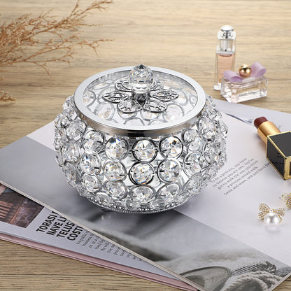 Hipiwe Crystal Jewelry Trinket Box with Glass Lid Silver Mirrored Treasure Box Decorative Jewelry Box Ring Earrings Necklace Storage Keepsake Box Gift for Women