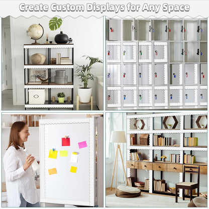 30 Pcs Magnetic Borders for Classroom Whiteboard - White Magnetic Bulletin Board Border Set - Scalloped Chalkboard Border Strips for Teachers, Parents, DIY Home,School & Office Decoration