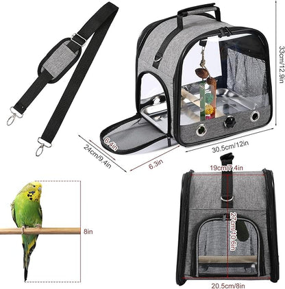 Bird Carrier Bag Bird Travel Cage with Stand, Small Bird Carrier for Parrot, Portable Bird Carrier Travel Bag, Pet Transparent Breathable Travel Cage