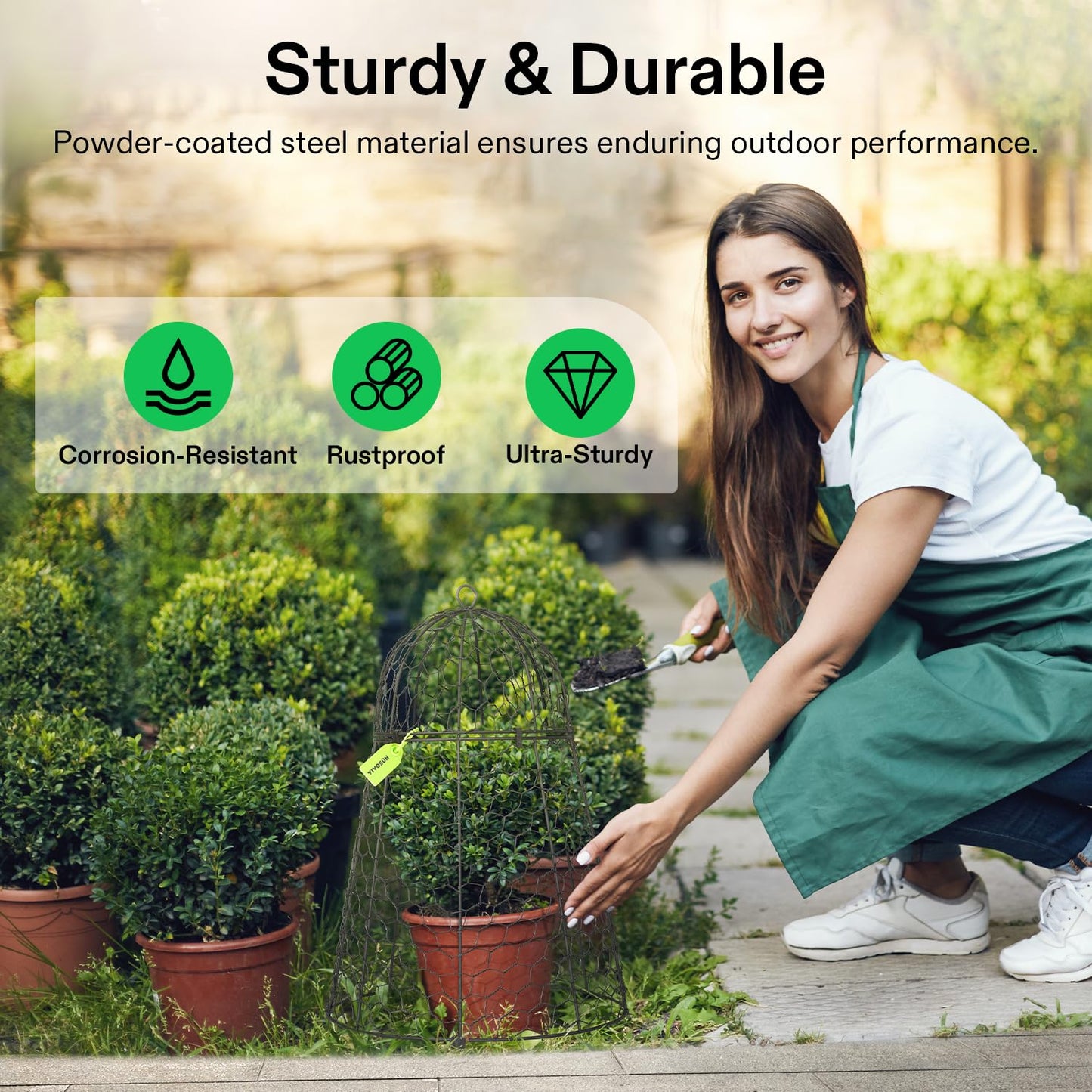 VIVOSUN Garden Cloches for Plants, Rustproof Chicken Wire Cloches with Flip-Top Design & Integrated Folding Stakes, Plants Protectors, Keep Small Animals Out, 6-Pack