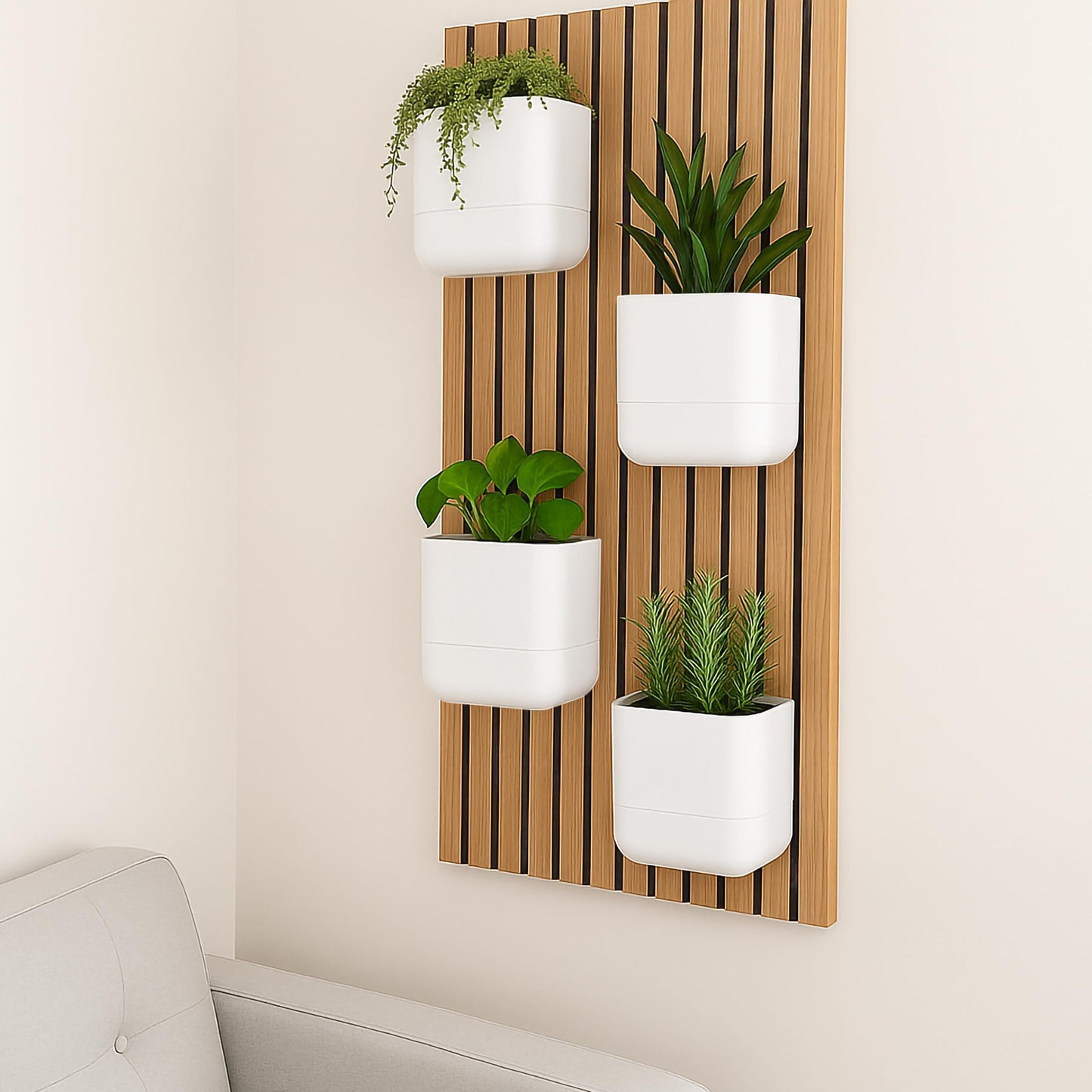Phoenix Vine 6.5 Inch Wall Mounted Self-Watering Planter Pot for Indoor Houseplants and Herbs | Hanging Planter for Window Sills, Bathroom Walls, Home & Office Décor, White, Set of 3, 01-C-D-3
