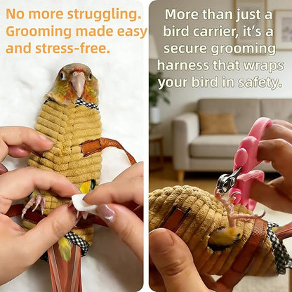 DRESSO Portable Bird Carrier Bag, Escape Resistant Parrot Carrier Bag Harness for Small Medium Parrots, Cockatiel,Green-cheeked Conure, Random Color