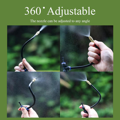 360° Adjustable Drip Irrigation System - 100FT Garden Watering System with 15 Nozzles, Garden Irrigation System, Greenhouse Accessories, Atomizing System for Yard, Lawn, Plants, 5/16 inch Hose